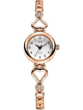 Women's Rose White Slim Bracelet Vintage Petite Stainless Steel Band Watch